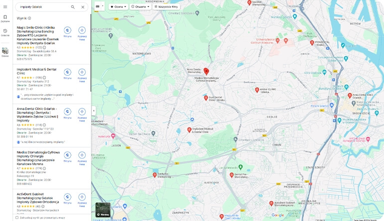 google maps wyszukiwanie